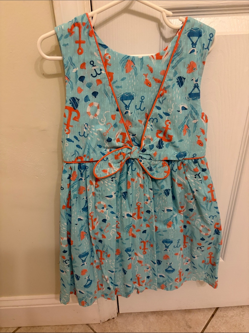 Tommy Bahama Aqua Nautical Dress with Orange Trim